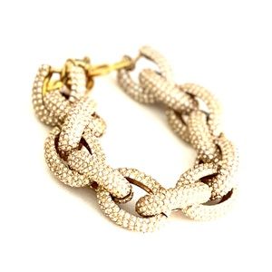 JCrew Pave Link Bracelet Gold Tone
